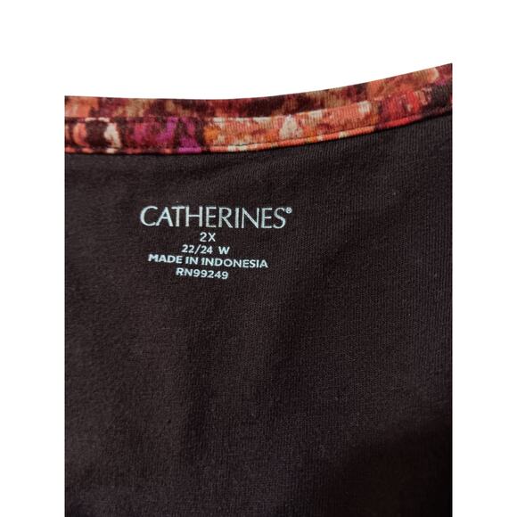 CATHERINES Top Shirt Plus 2X 22/24W Soft Comfort Casual Work Burgundy Orange - Picture 3 of 8